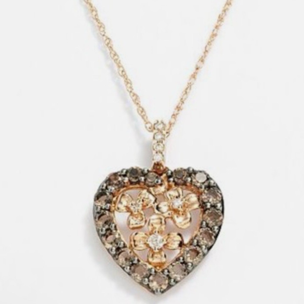 SOLDLeVian  Gold Heart Diamond Lady's Ladies Woman's Pendant Necklace 18”